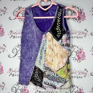 Nepal colorful handmade boho hippie Patchwork Tank Top embroidered